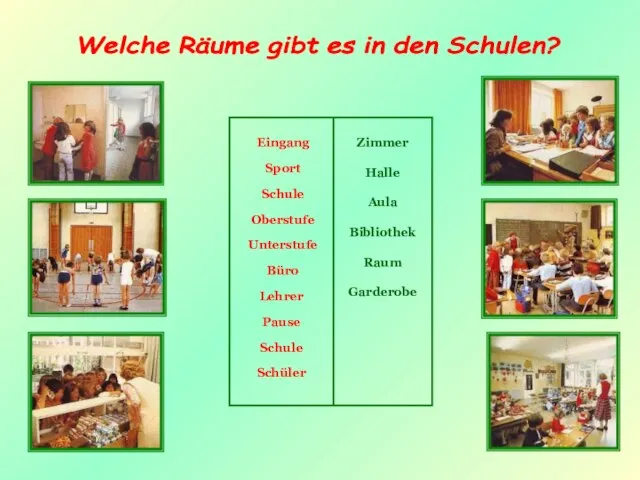 Welche Räume gibt es in den Schulen?