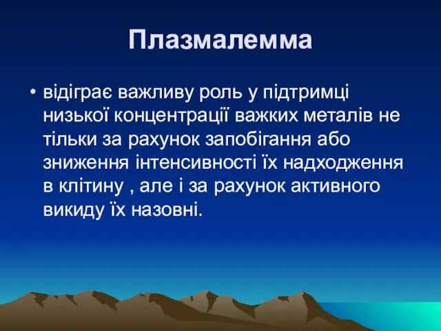 Плазмалемма відіграє важливу роль у підтримці низької концентрації важких металів не