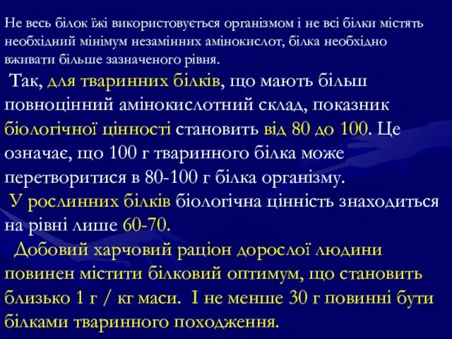 Не весь білок їжі використовується організмом і не всі білки містять