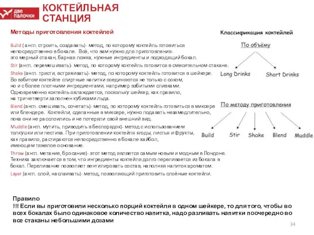 КОКТЕЙЛЬНАЯ СТАНЦИЯ Методы приготовления коктейлей Build ( англ. строить, создавать)- метод,