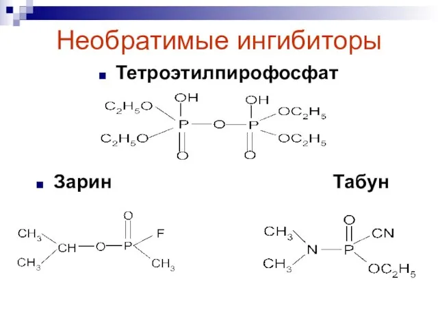 Необратимые ингибиторы Тетроэтилпирофосфат Зарин Табун