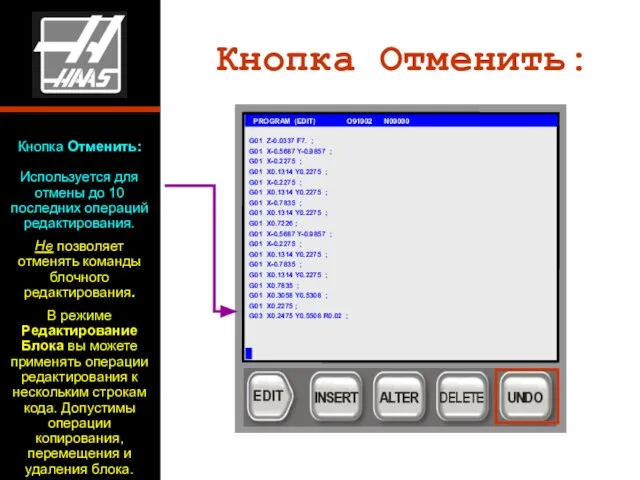 Кнопка Отменить: Используется для отмены до 10 последних операций редактирования. Не