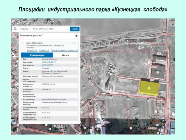 Площадки индустриального парка «Кузнецкая слобода»