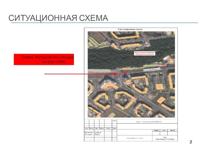 СИТУАЦИОННАЯ СХЕМА Схема обустройства площадки для выгула собак