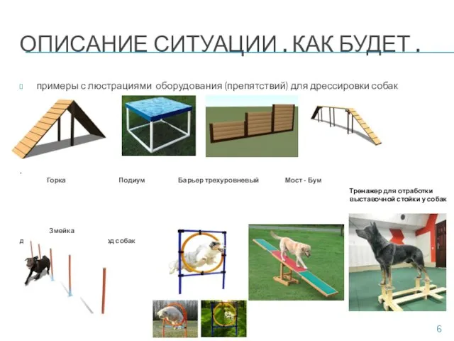 ОПИСАНИЕ СИТУАЦИИ . КАК БУДЕТ . примеры с люстрациями оборудования (препятствий)