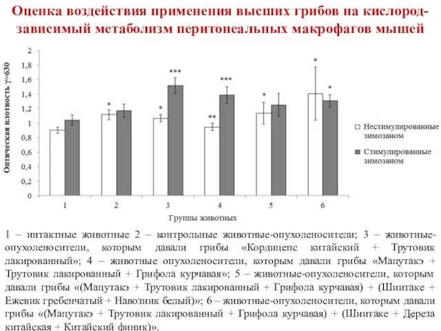 Оценка воздействия применения высших грибов на кислород-зависимый метаболизм перитонеальных макрофагов мышей