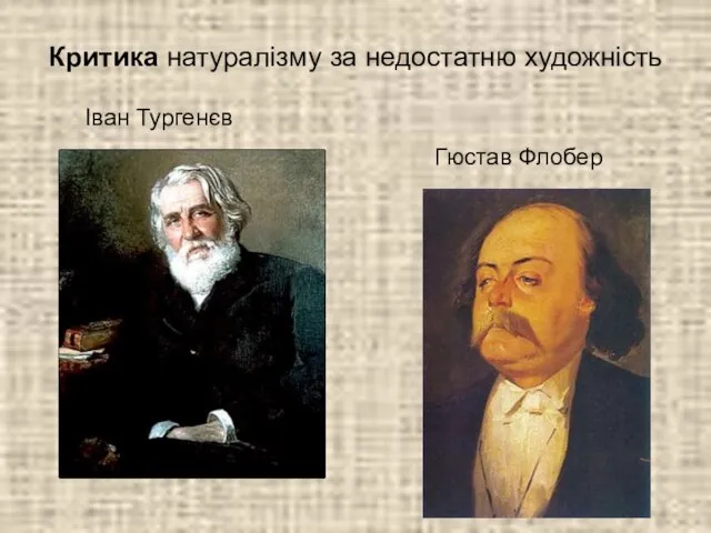 Критика натуралізму за недостатню художність Іван Тургенєв Гюстав Флобер