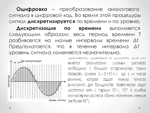 Оцифровка – преобразование аналогового сигнала в цифровой код. Во время этой