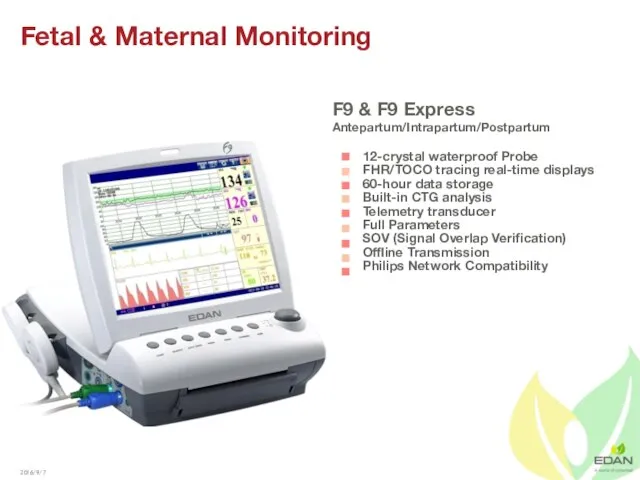 Fetal & Maternal Monitoring F9 & F9 Express Antepartum/Intrapartum/Postpartum 12-crystal waterproof