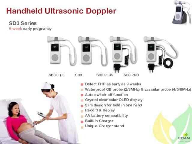 Handheld Ultrasonic Doppler SD3 Series 9-week early pregnancy