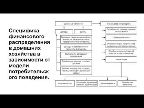 Специфика финансового распределения в домашних хозяйства в зависимости от модели потребительского поведения.