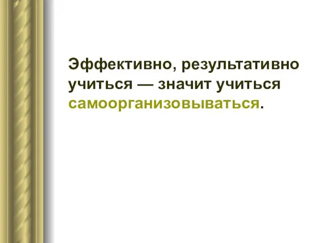 Эффективно, результативно учиться — значит учиться самоорганизовываться.