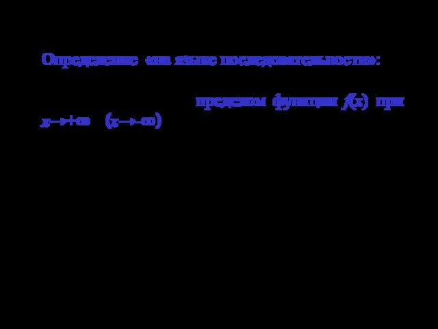Определение «на языке последовательности»: число а называется пределом функции f(x) при
