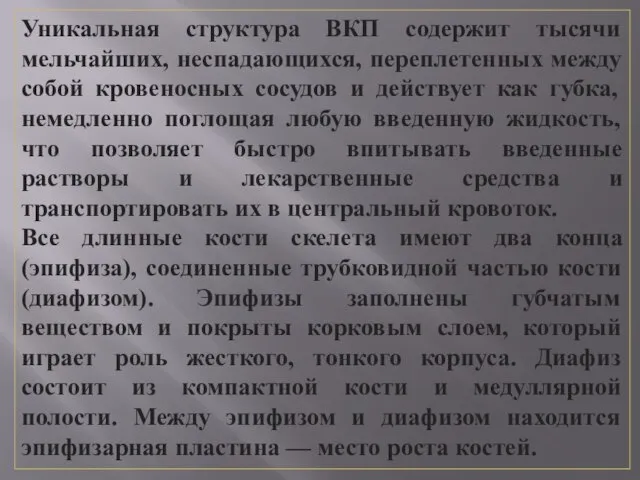 Уникальная структура ВКП содержит тысячи мельчайших, неспадающихся, переплетенных между собой кровеносных