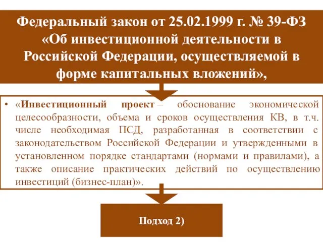 Федеральный закон от 25.02.1999 г. № 39-ФЗ «Об инвестиционной деятельности в