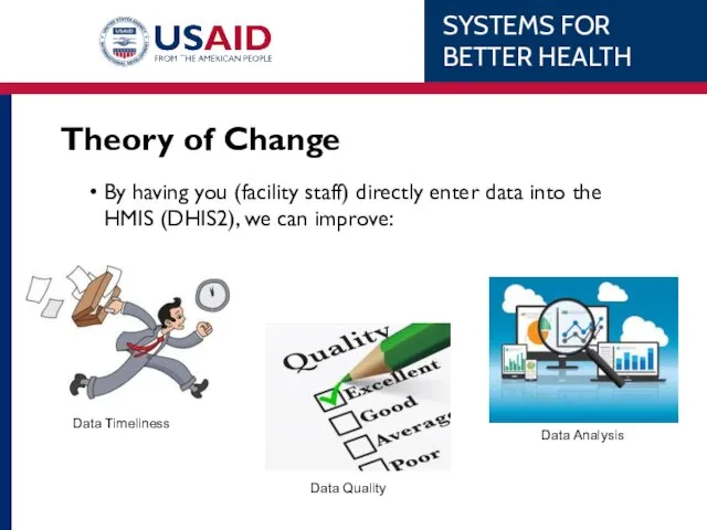 Theory of Change By having you (facility staff) directly enter data