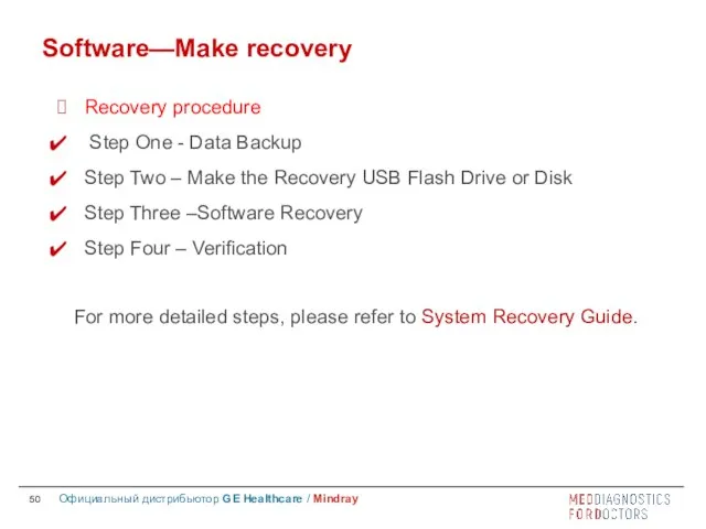 Recovery procedure Step One - Data Backup Step Two – Make