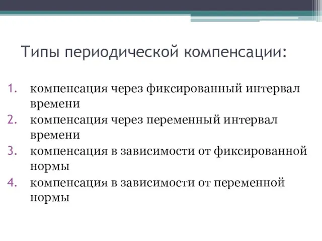 Типы периодической компенсации: компенсация через фиксированный интервал времени компенсация через переменный