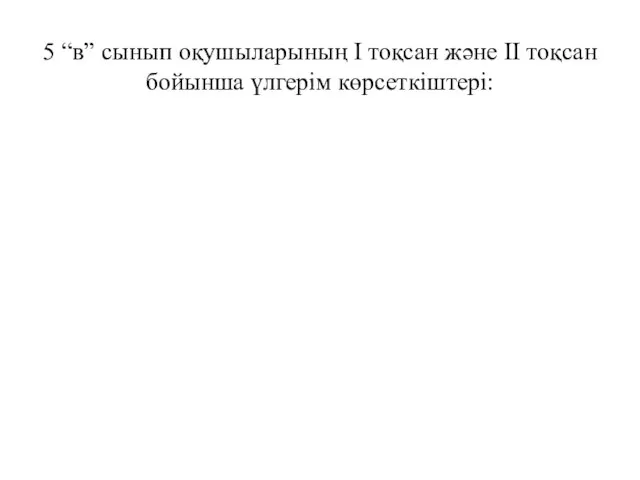 5 “в” сынып оқушыларының І тоқсан және ІІ тоқсан бойынша үлгерім көрсеткіштері: