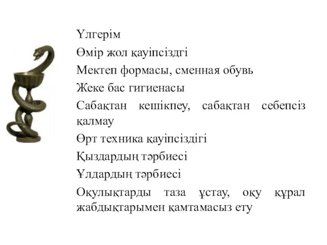 Үлгерім Өмір жол қауіпсіздгі Мектеп формасы, сменная обувь Жеке бас гигиенасы