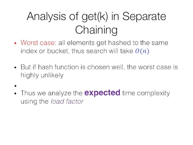 Analysis of get(k) in Separate Chaining