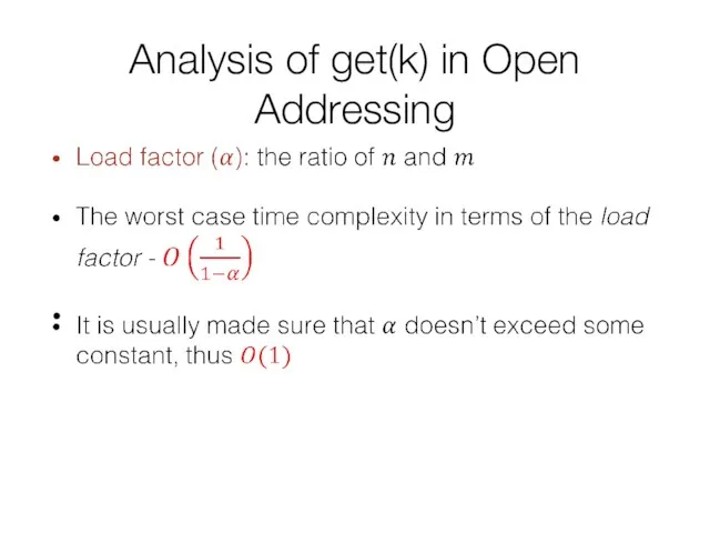 Analysis of get(k) in Open Addressing