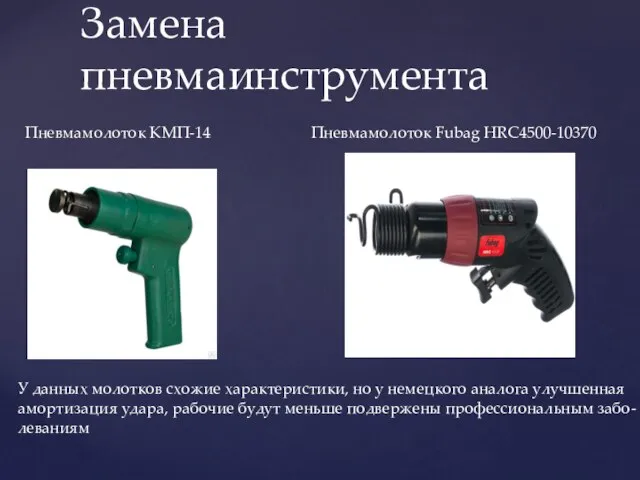 Пневмамолоток КМП-14 Пневмамолоток Fubag HRC4500-10370 Замена пневмаинструмента У данных молотков схожие