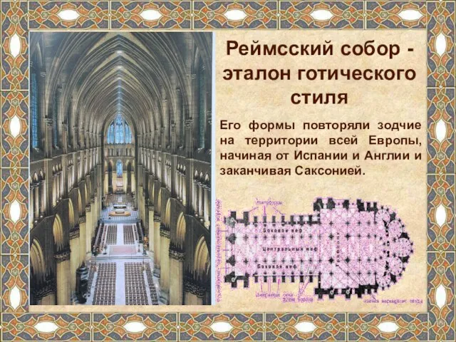 Реймсский собор - эталон готического стиля Его формы повторяли зодчие на