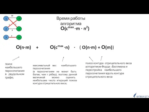 ( O(n·m) + О(m)) Время работы алгоритма поиск наибольшего паросочетания в