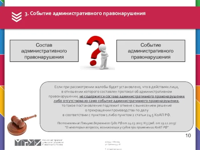 3. Событие административного правонарушения 10 Если при рассмотрении жалобы будет установлено,