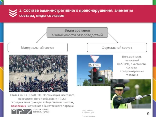 2. Состава административного правонарушения: элементы состава, виды составов 9 Виды составов