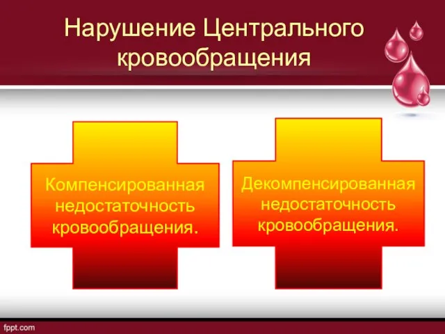 Нарушение Центрального кровообращения Декомпенсированная недостаточность кровообращения. Компенсированная недостаточность кровообращения.