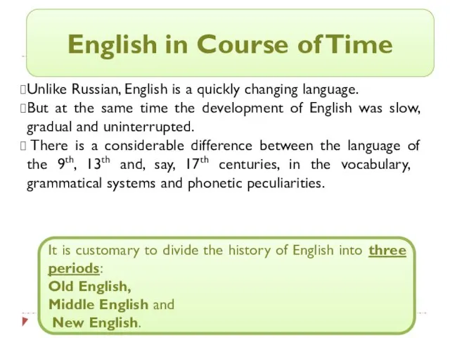 Unlike Russian, English is a quickly changing language. But at the