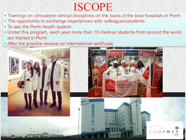 ISCOPE Trainings on clinical/pre-clinical disciplines on the basis of the best