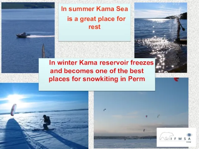 In winter Kama reservoir freezes and becomes one of the best