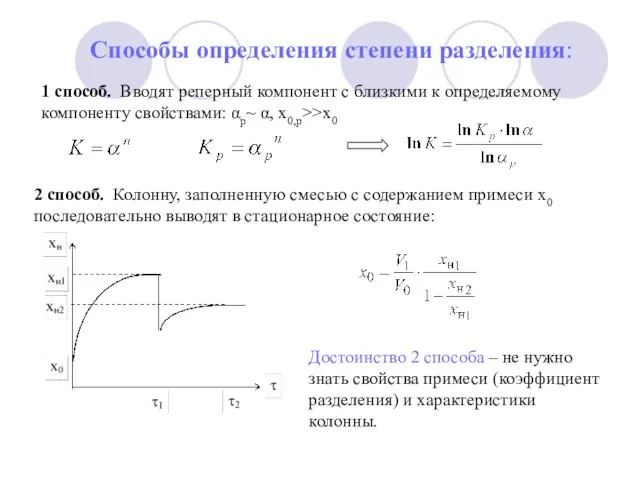 Способы определения степени разделения: 1 способ. Вводят реперный компонент с близкими