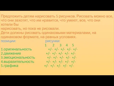 Предложить детям нарисовать 5 рисунков. Рисовать можно все, что они захотят,