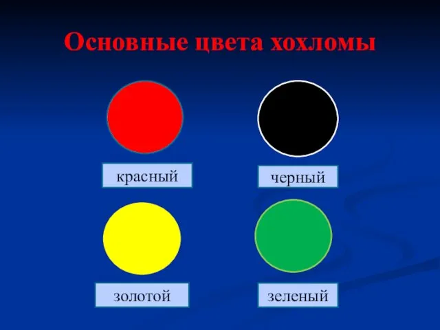 Основные цвета хохломы красный золотой черный зеленый