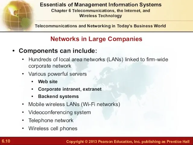 Networks in Large Companies Telecommunications and Networking in Today’s Business World