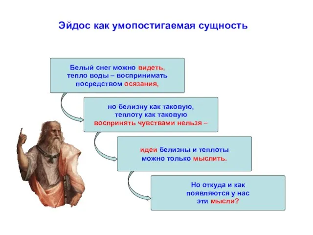 Эйдос как умопостигаемая сущность Гносеологическое обоснование идеализма Белый снег можно видеть,