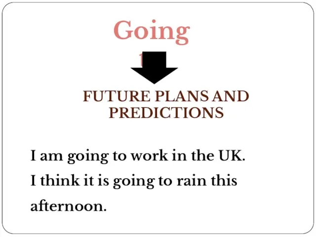 Going to FUTURE PLANS AND PREDICTIONS I am going to work