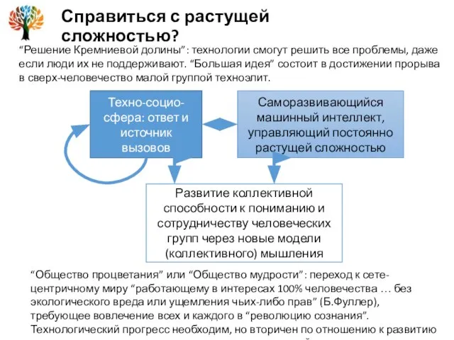 Справиться с растущей сложностью? Техно-социо-сфера: ответ и источник вызовов Саморазвивающийся машинный