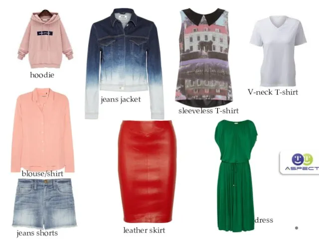 blouse/shirt jeans shorts leather skirt jeans jacket dress hoodie sleeveless T-shirt V-neck T-shirt