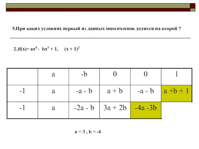 5.При каких условиях первый из данных многочленов делится на второй ?