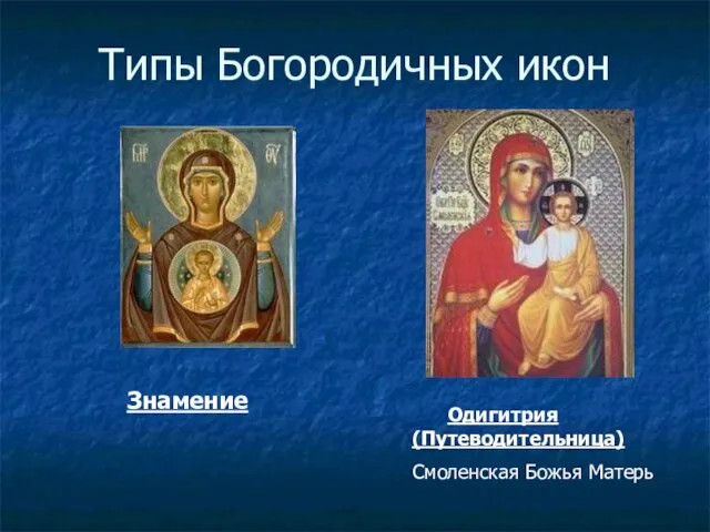 Типы Богородичных икон Знамение Одигитрия (Путеводительница) Смоленская Божья Матерь