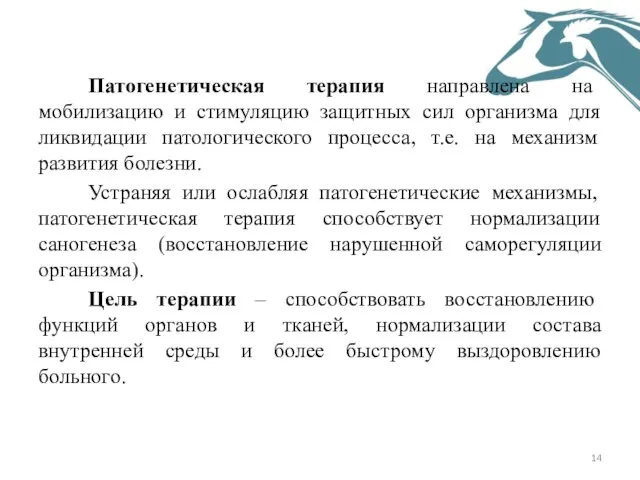 Патогенетическая терапия направлена на мобилизацию и стимуляцию защитных сил организма для