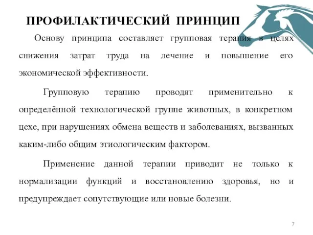 ПРОФИЛАКТИЧЕСКИЙ ПРИНЦИП Основу принципа составляет групповая терапия в целях снижения затрат