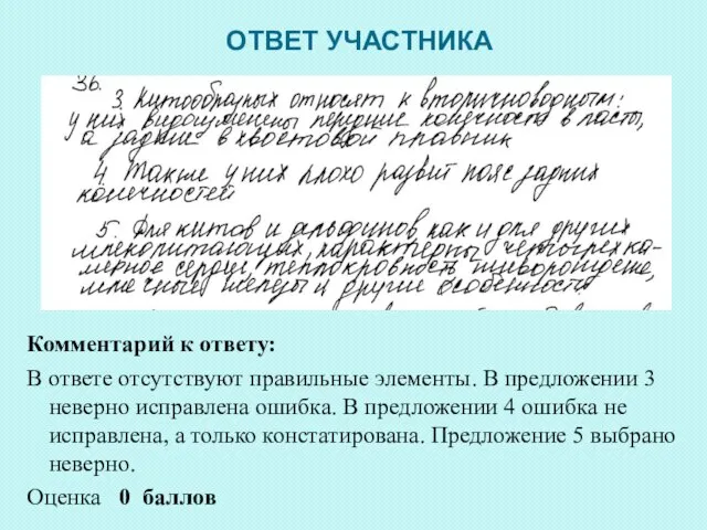 ОТВЕТ УЧАСТНИКА Комментарий к ответу: В ответе отсутствуют правильные элементы. В