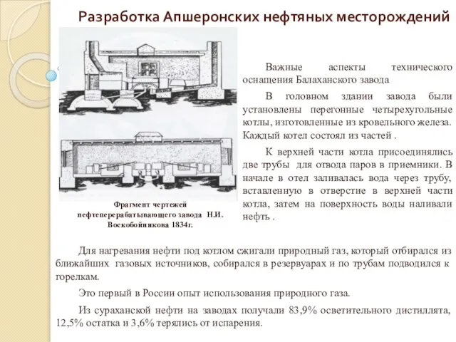 Разработка Апшеронских нефтяных месторождений Важные аспекты технического оснащения Балаханского завода В