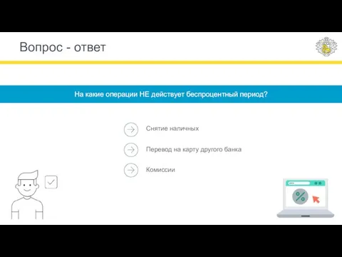 Вопрос - ответ На какие операции НЕ действует беспроцентный период? Снятие